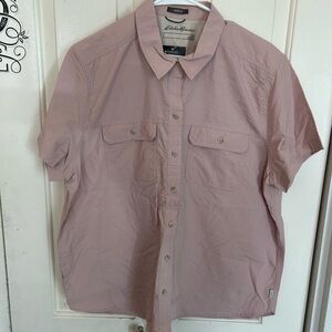 Eddie Bauer Womens Mountain Ripstop UPF50+ Shirt Pale Pink Sz XL NWT